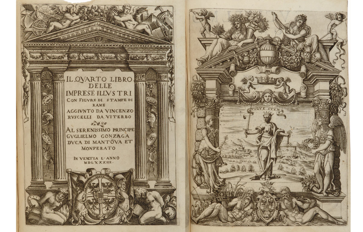 Girolamo Ruscelli, Le imprese illustri del signor Ieronimo Ruscelli..., Venezia, Franscesco de Franceschi 1583/1584, Biblioteca inv. 4296