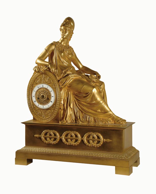 Pierre Philippe Thomire, Pendola da mensola, Parigi, 1820-1823, bronzo dorato e cesellato, ottone, smalto,  inv. 1883