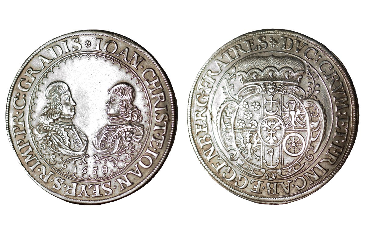 Giovanni Cristiano I e Giovanni Sigifredo, conti di Gradisca (1649-1710 e 1649-1713), Zecca di Gradisca, 1658, Tallero, argento, inv.  3292/1