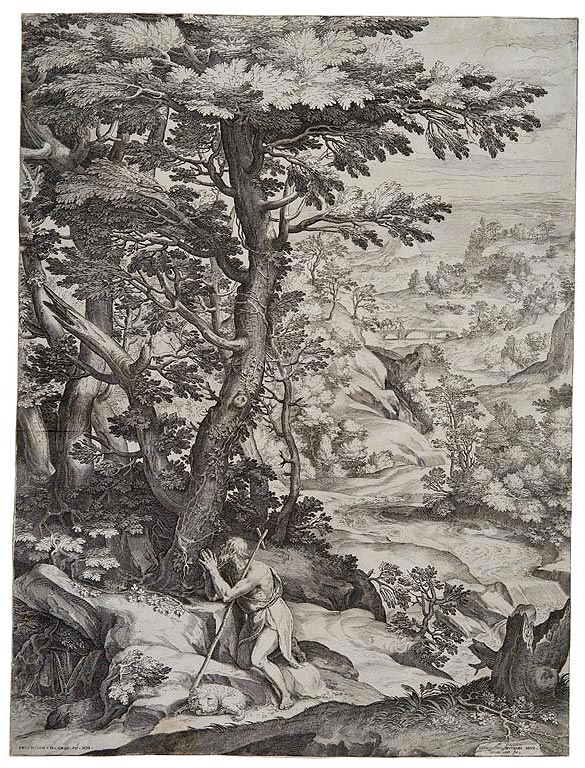 Cornelis Cort da Girolamo Muziano, San Giovanni Battista nel deserto, 1574 circa, bulino, inv. 3648