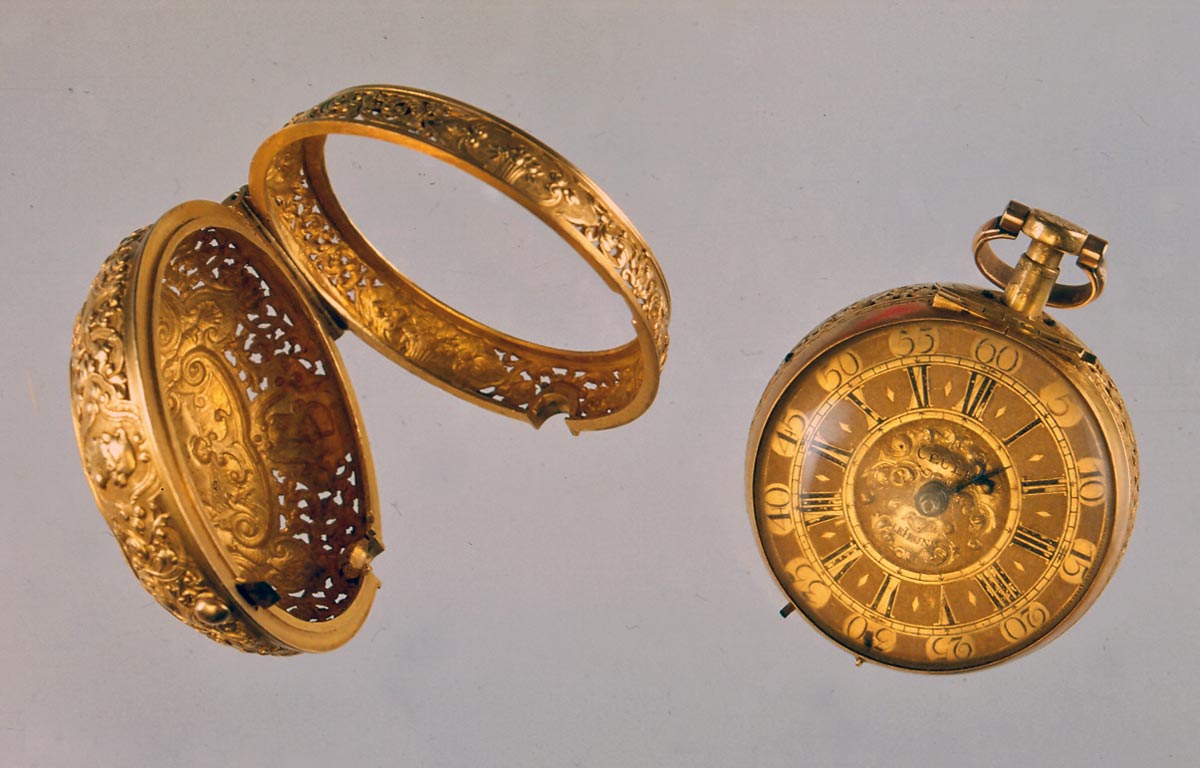 Johannes Van Ceule le Jeune, Pierre Herbert, Orologio da tasca, L’Aia, 1720 circa, oro intagliato a giorno e sbalzato, inv. 7368