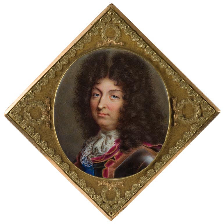 Imitatore di Jean Petitot, Ritratto di Luigi XIV, inizio XVIII secolo, smalto su rame, inv. 7407