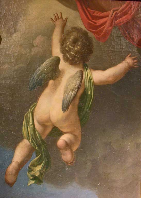 Francesco Caucig, Angioletto in volo, olio su tela, inizio XIX secolo, inv. 1528